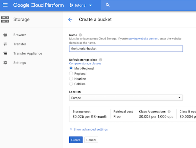 Creating a Storage Bucket in Google Cloud